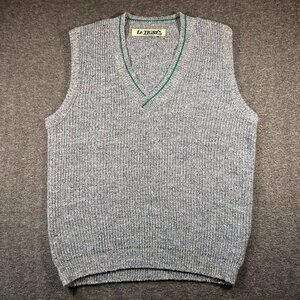 Vintage‎ Le Tigre Golf Sweater Vest Men's Medium V Neck Grey Chunky